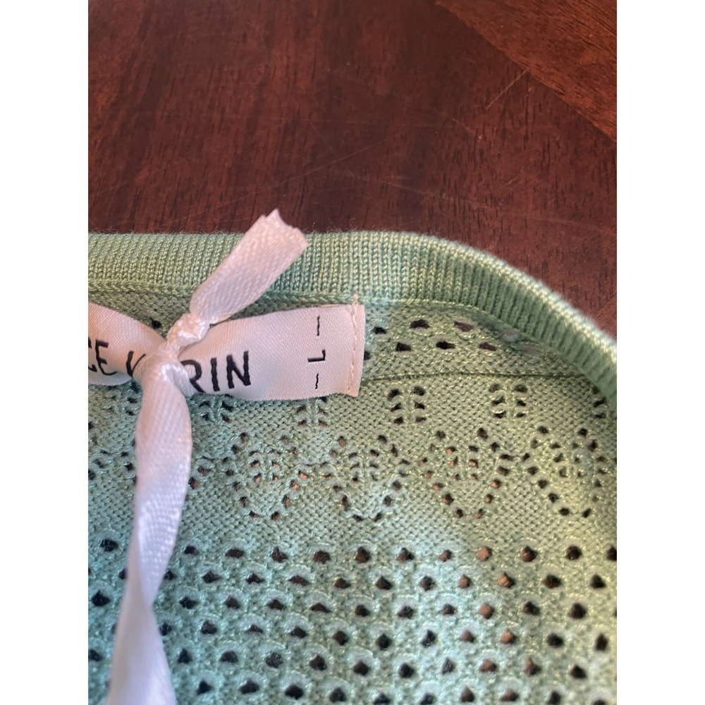 Grace Karen V neck cardigan sweater green NWT Large - Picture 5 of 6